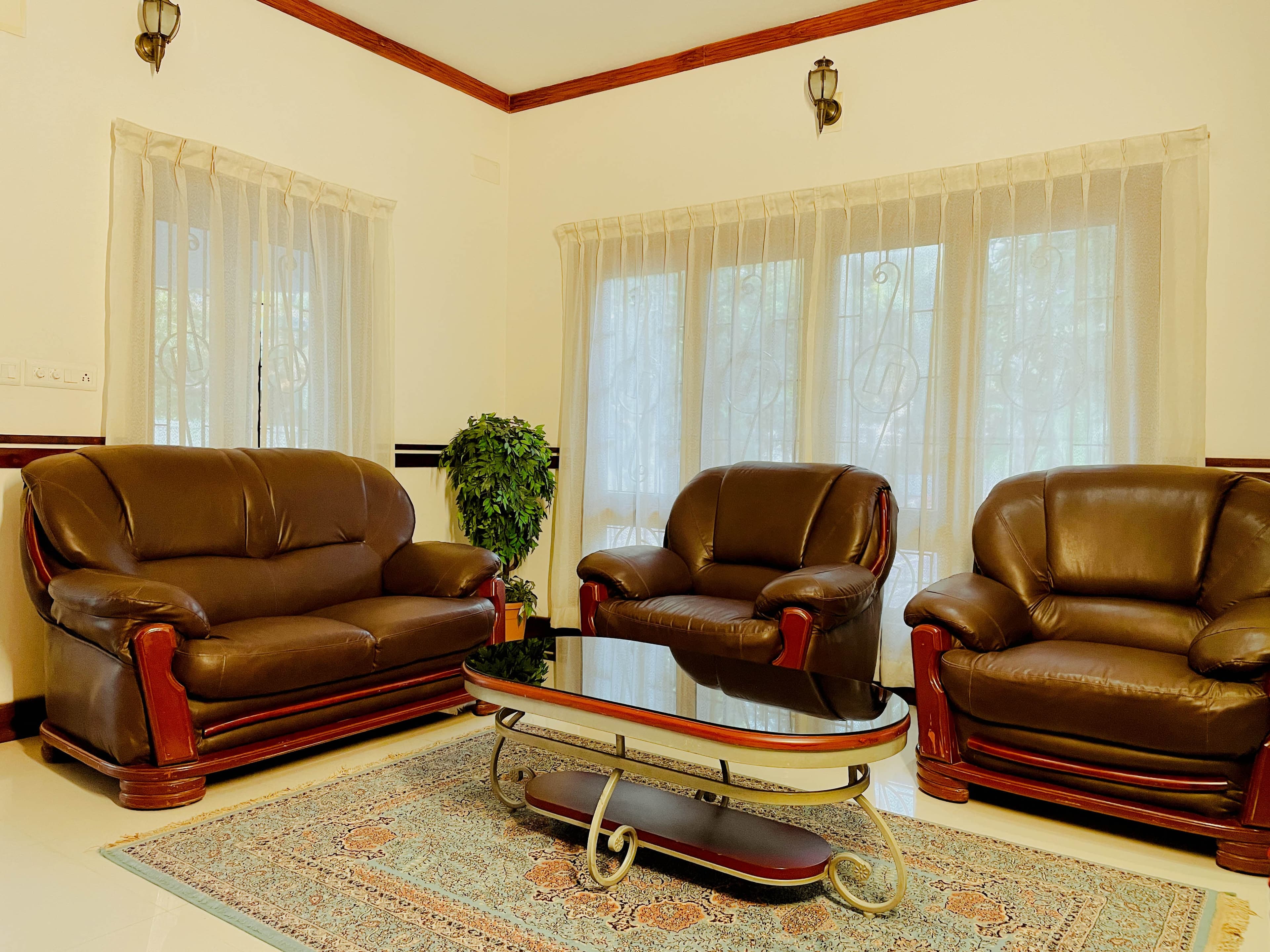 Sunlit seating area at Upavan Villa